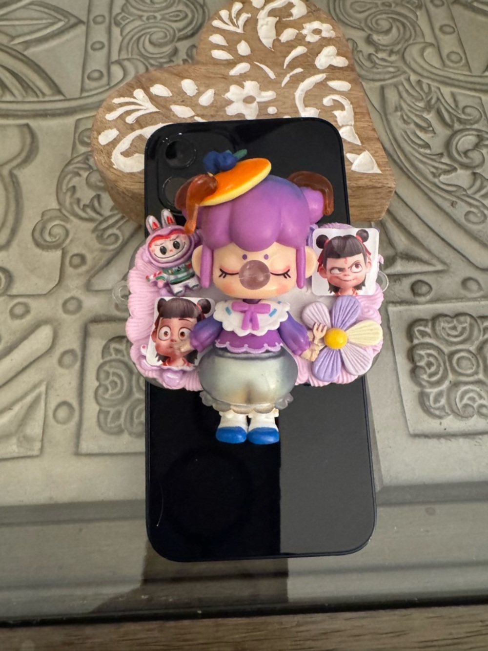 New Purple Cartoon Doll Phone Grip and Stand - Kids Toy